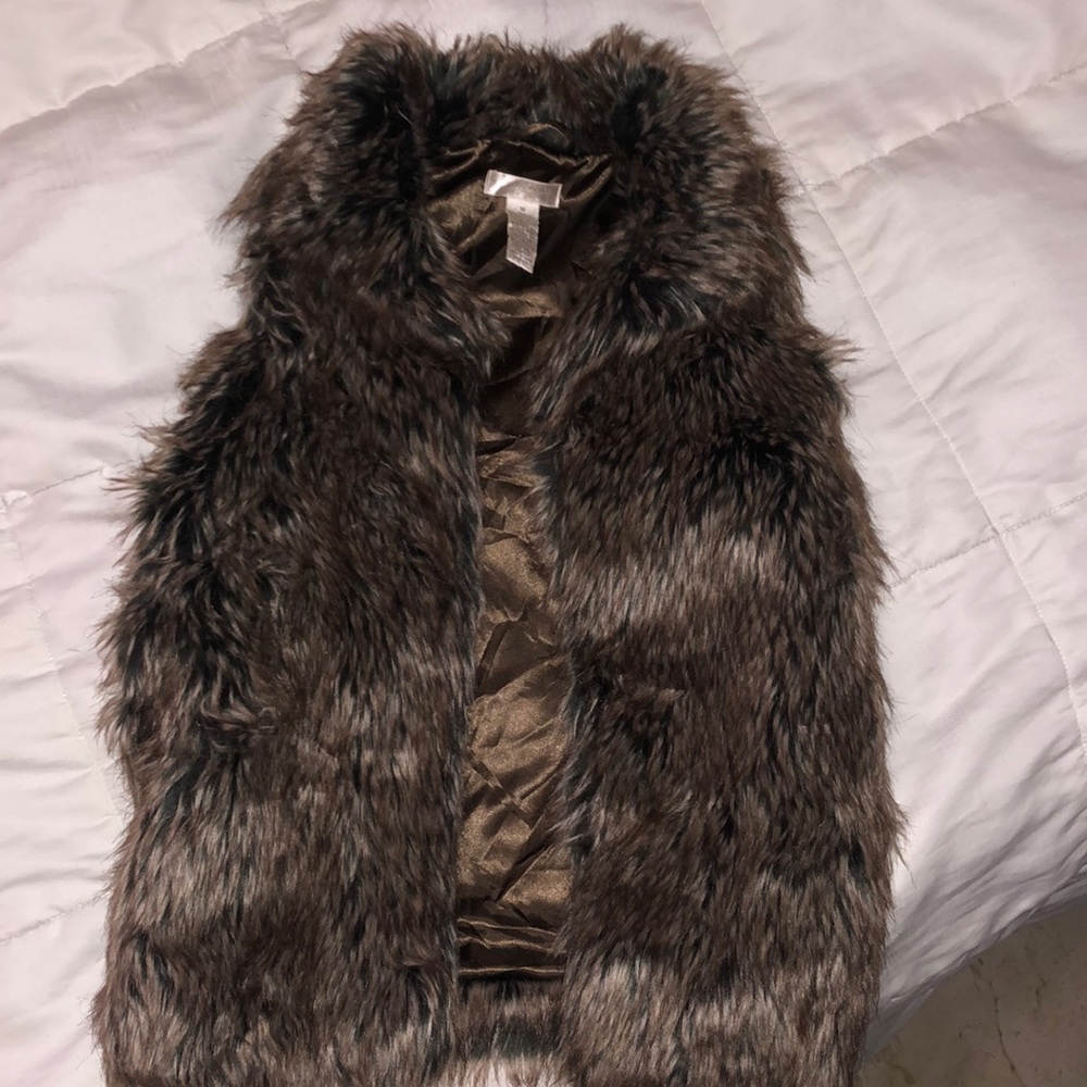Brown faux fur vest